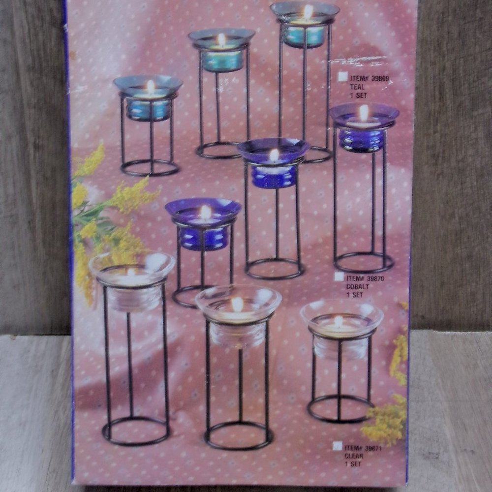 Set of Three Tiered Votives in Clear color.